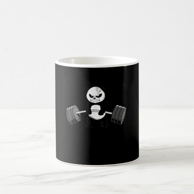 Funny Panda Workout  Kitten Gym Deadlift Power Coffee Mug (Center)