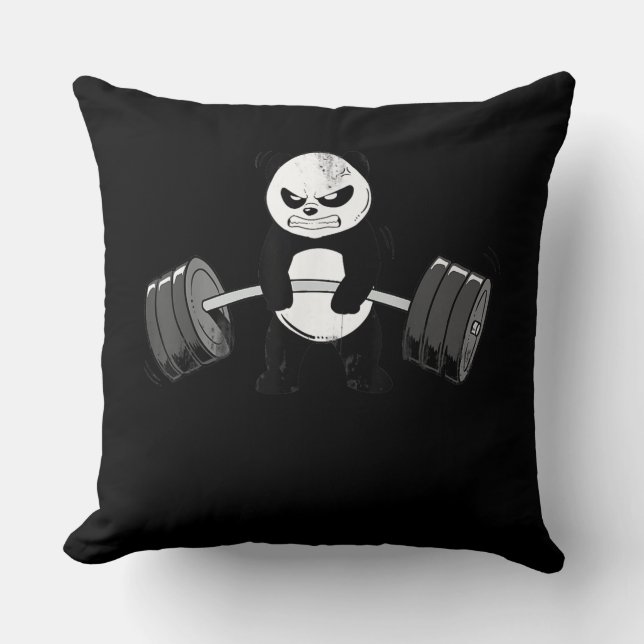 Funny Panda Workout  Kitten Gym Deadlift Power Cushion (Front)