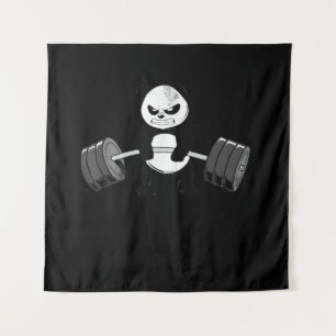 Funny Panda Workout Kitten Gym Deadlift Power Tapestry