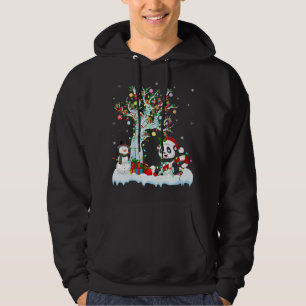 Funny Panda Xmas Tree Lighting Santa Hat Panda Chr Hoodie