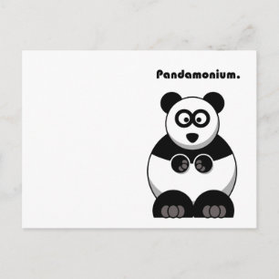 Funny Pandamonium Panda Busy Pun Cartoon Postcard
