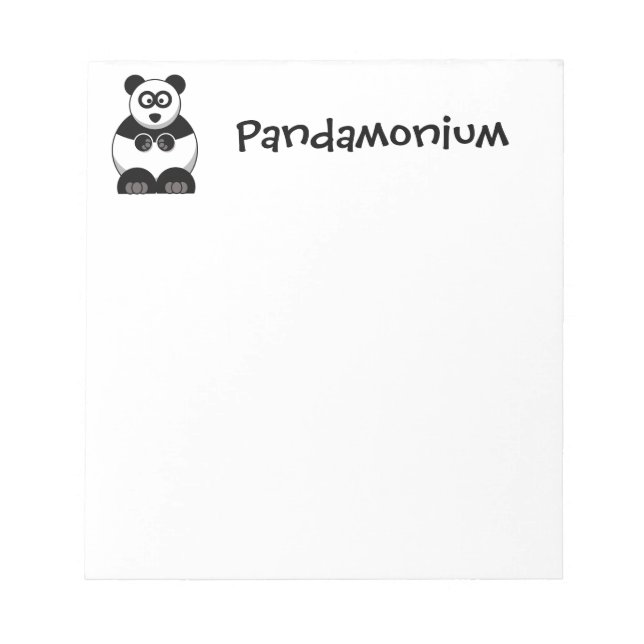 Funny Pandamonium Panda Cartoon, Cute Stress Pun Notepad (Front)
