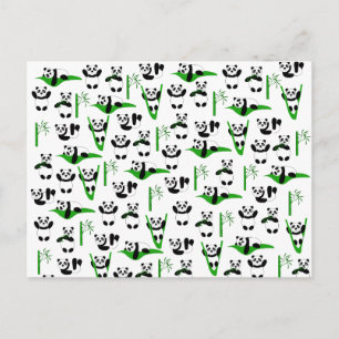 Funny pandas pattern postcard