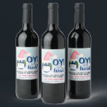 Funny Pandemic OY to the World Holiday Wine Label<br><div class="desc">These funny wine bottle labels are designed with the 2020 pandemic holiday season in mind. They feature a cute and silly design with the planet earth wearing a Santa hat and face mask, with a caption reading "Oy to the world." The note reads: Sending Holiday Cheer Despite the Year, with...</div>