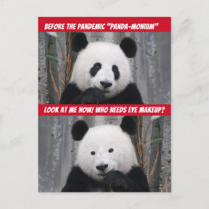 Funny Pandemic Panda-Monium Before and After Postcard