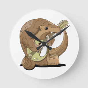 Funny pangolin round clock
