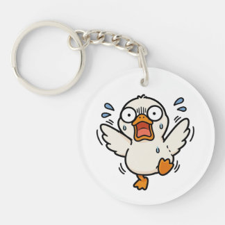 Funny Panicking Duck Kawaii Meme Keychain 