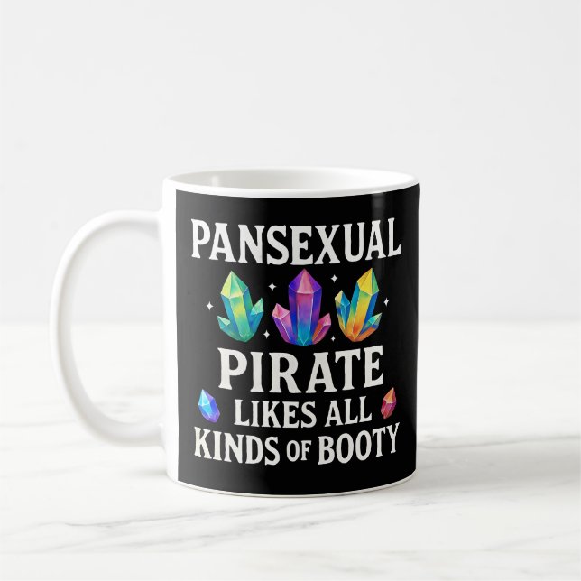 Funny Pansexual Pirate Booty Pun Design Coffee Mug (Left)