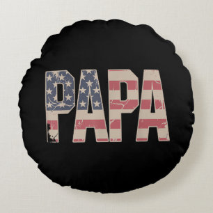 Funny Papa Art for Grandpa from Grandkids Father's Round Cushion