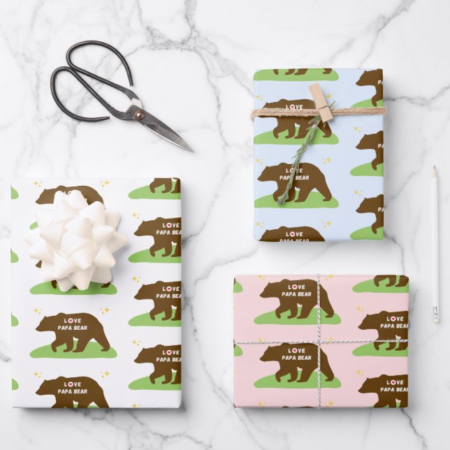 Funny Papa bear wrapping paper (Front)