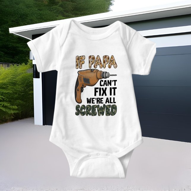 funny Papa fix word art Baby Bodysuit (Creator Uploaded)