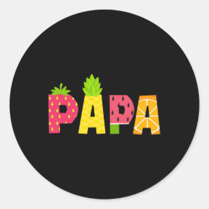 Funny Papa Fruitarian Lover Summer Men Fruit Slice Classic Round Sticker