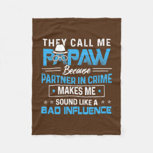 Funny Papaw Gifts s Papa Partner In Crime  Fleece Blanket