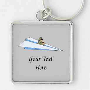 Funny Paper Aeroplane Pilot Key Ring