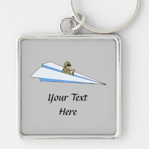Funny Paper Aeroplane Pilot Key Ring