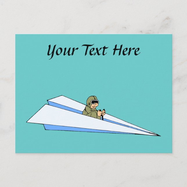 Funny Paper Aeroplane Pilot Postcard (Front)
