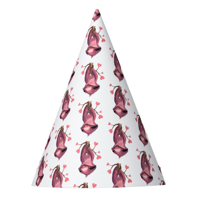 Funny Paper Party Hat with Playful Sloth - Smile (Front)