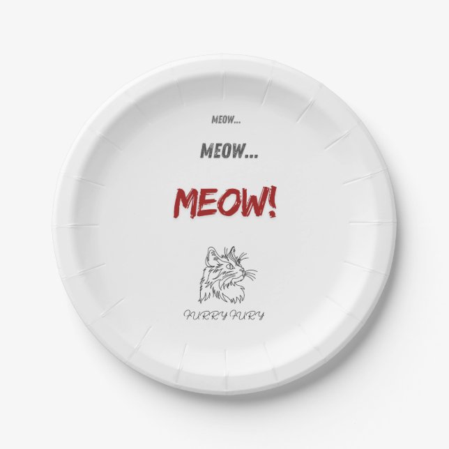 Funny paper plates with Fury the cat (Front)