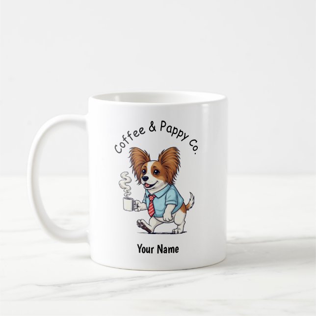 Funny Papillon Dog Business Suit Coffee  Mug (Left)