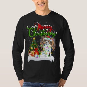 Funny Papillon Dog Lover Xmas Lighting Papillon Ch T-Shirt