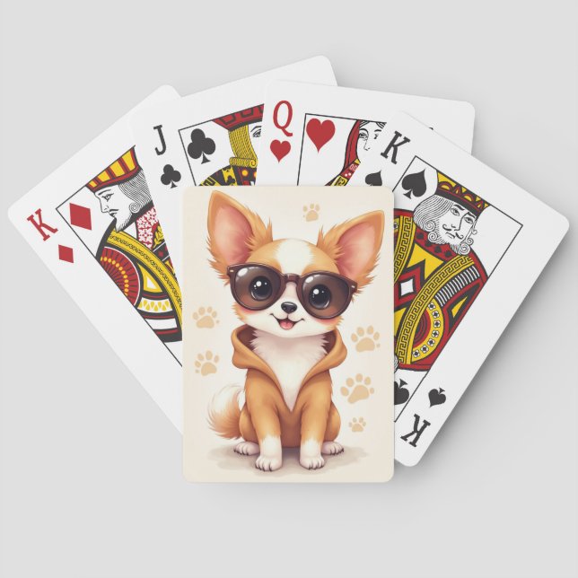 Funny Papillon Kawaii Dog Playing Cards (Back)