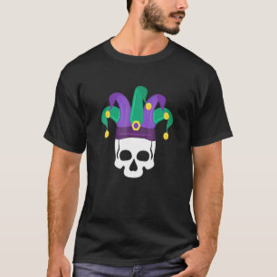 Funny Parade Costume Mardi Gras Skull Jester Mask  T-Shirt