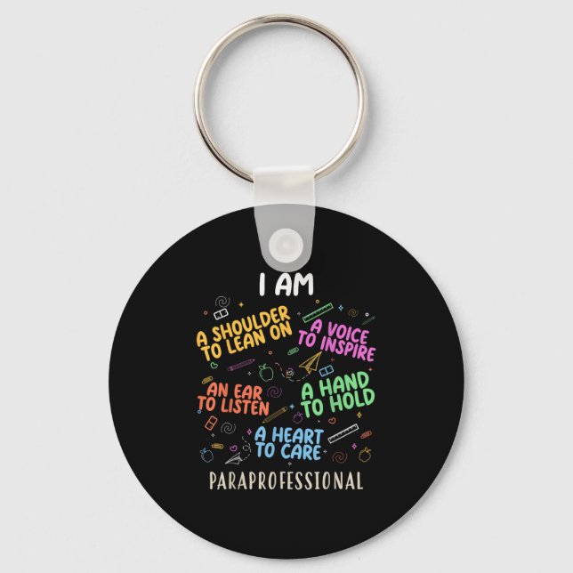 Funny Paraeducator Heart To Care Paraprofessional  Key Ring (Front)