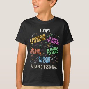 Funny Paraeducator Heart To Care Paraprofessional  T-Shirt