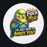 Funny parakeet "Flock you" Annoying bird design Large Clock<br><div class="desc">Funny parakeet humor design featuring a colorful bird with attitude. Perfect for bird lovers, parakeet owners, and anyone who enjoys sarcastic animal humor.</div>