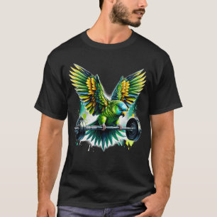 Funny Parakeet Parrot Deadlift Weightlifting T-Shirt