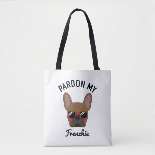 Funny Pardon my Frenchie Red Fawn French Bulldog Tote Bag