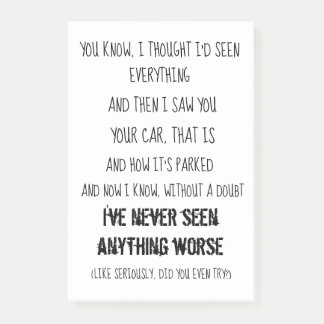 Funny Parking Post It Notes