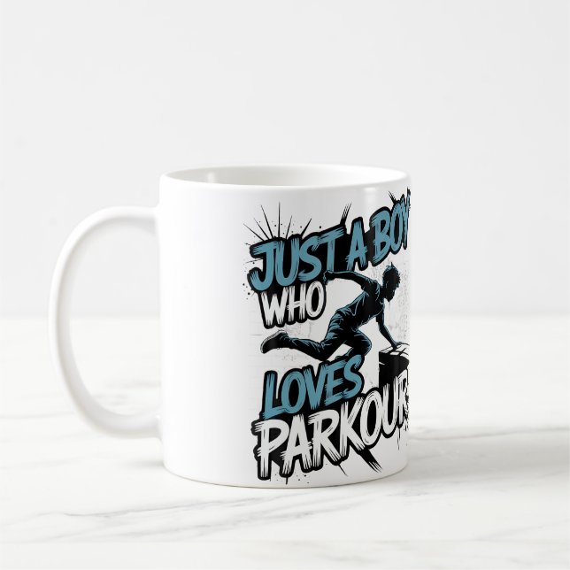 Funny Parkour Just A Boy Who Loves Parkour Free Ru Coffee Mug (Left)