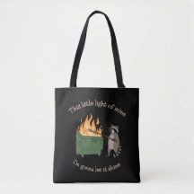 Funny Parody Dumpster Fire Raccoon Mental Health Tote Bag