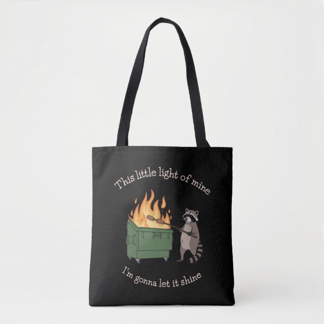Funny Parody Dumpster Fire Raccoon Mental Health Tote Bag (Front)