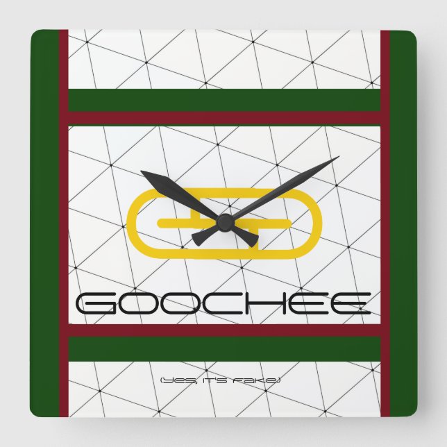 Funny Parody Fake Brand "Goochee" (Yes, it's fake) Square Wall Clock (Front)
