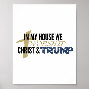 Funny Parody “we Worship Christ And Trump” Poster