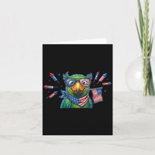 Funny Parrot Aamerican Usa Flag Memorial Day 4th Card