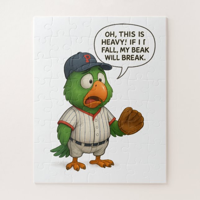 funny parrot baseball jigsaw puzzle (Vertical)