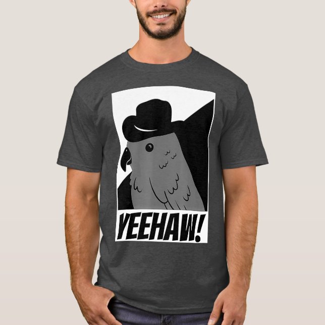 Funny Parrot Cowboy Yeehaw Birdwatching T-Shirt (Front)