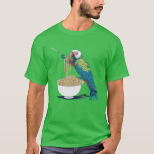 Funny Parrot Eating Ramen Noodles T-Shirt