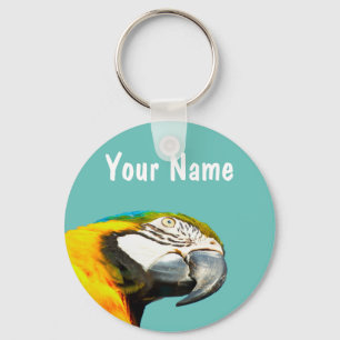 Funny Parrot Personalised Name Key Ring