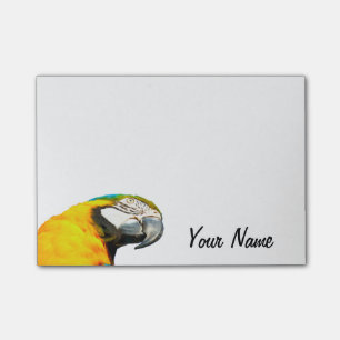 Funny Parrot Portrait Personalised Name Post-it Notes