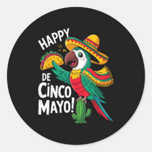 Funny parrot sombrero hat cinco de mayo classic round sticker