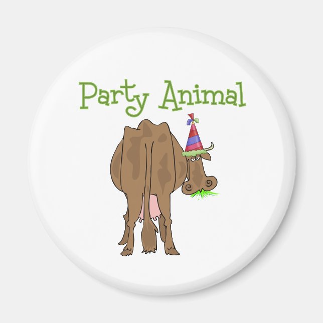 Funny  Party Animal Birthday Cow Magnet (Front)