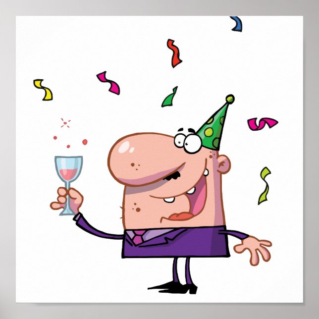 Funny Party Animal Cartoon Man Poster (Front)