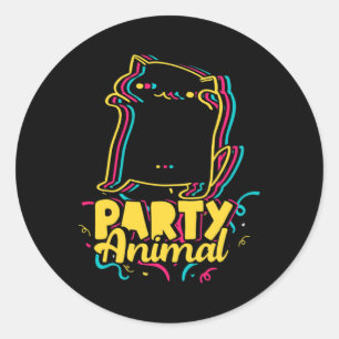 Funny Party Animal Disco Dancing Cat Meme Classic Round Sticker