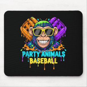 Funny Party Animals Baseball Monkey Summer Fun Mouse Pad