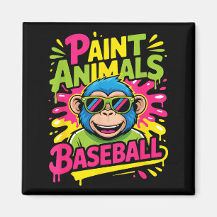 Funny party animals baseball monkey sunglasses Fun Magnet