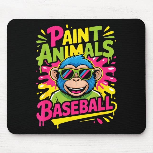 Funny party animals baseball monkey sunglasses Fun Mouse Pad (Front)